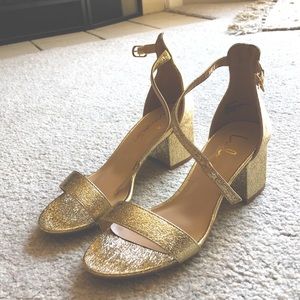 Lulus Harper Gold Ankle Strap Heels